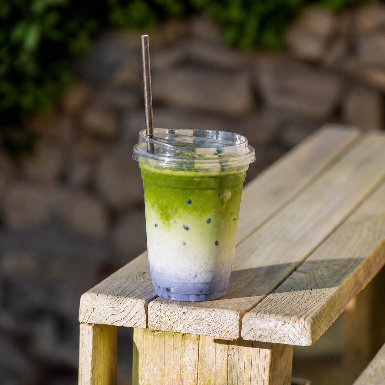 Blueberry Iced Matcha Latte